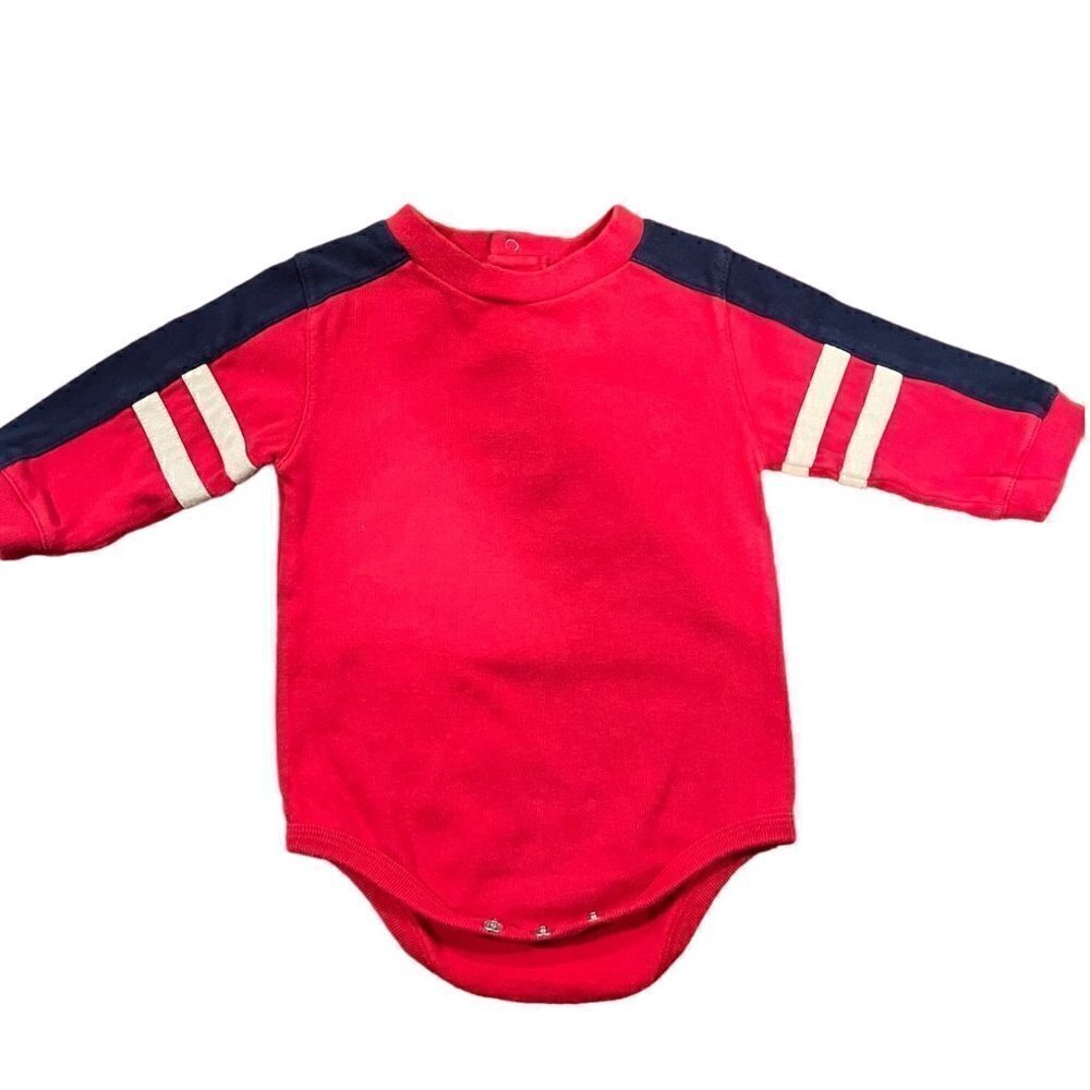 Class Club Baby Boy One-Piece Long Sleeve Red/Blue Top 9Mos. - 100% Cotton